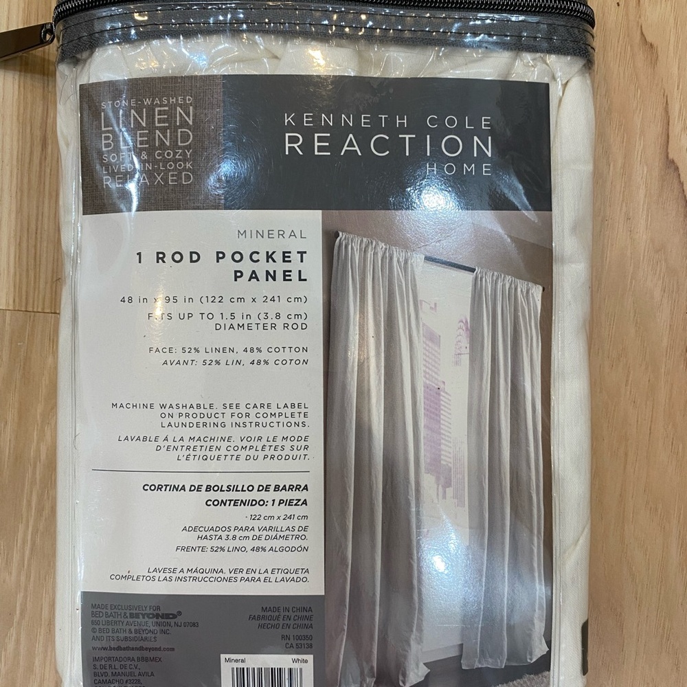 NIB Kenneth Cole white curtain panel - 1 rod pocket panel #curtain